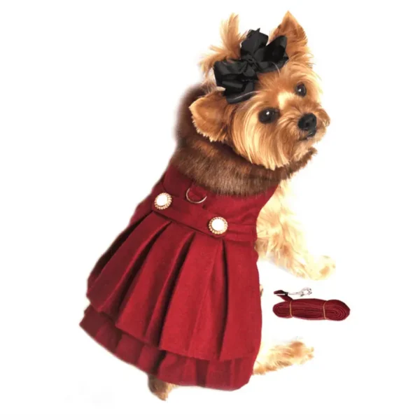 Red Wool Blend Classic Dog Coath