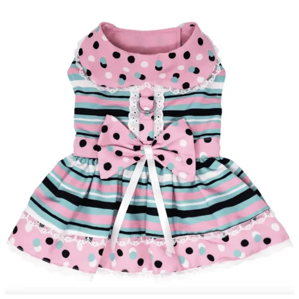 Dots & Stripes Harness Dress w/ Matching Leash