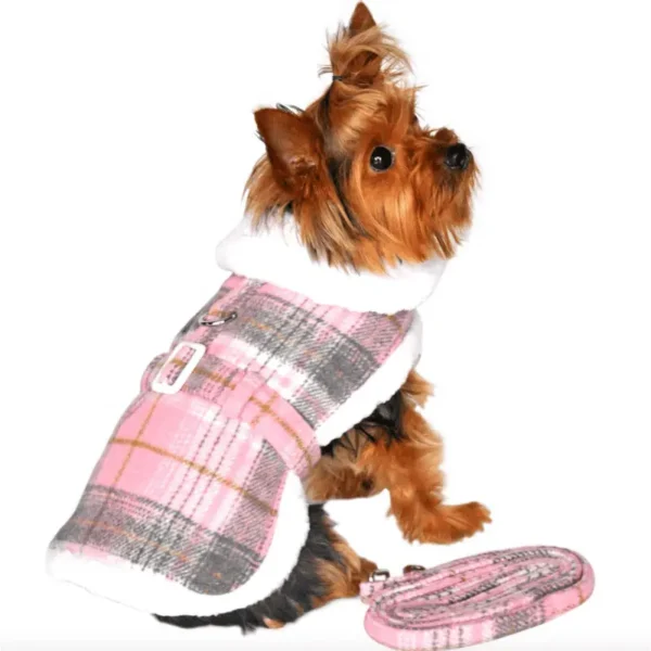 Sherpa Lined Dog Harness Coat w/ Matching Leash