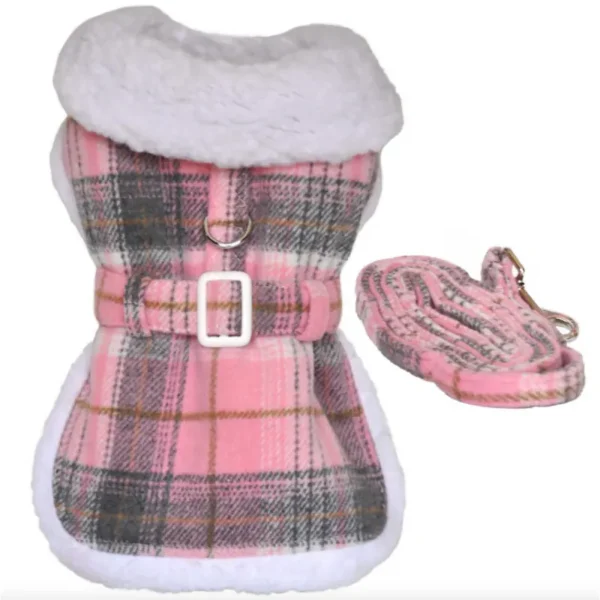 Sherpa Lined Dog Harness Coat w/ Matching Leash