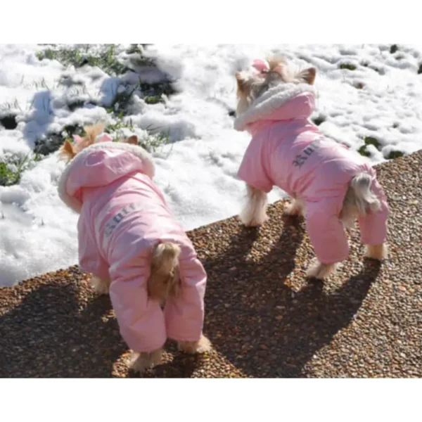 Pink Ruffin It Dog Snowsuit