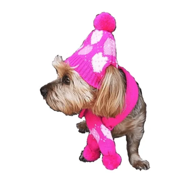 Pink Hearts Hat/ Scarf