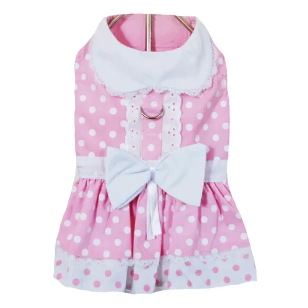Pink Polka Dot and Lace Dog Dress
