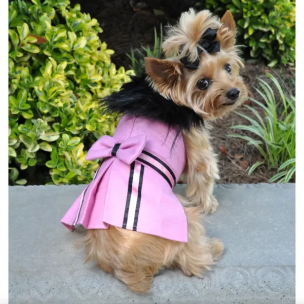 Pink Wool Blend Classic Coat w/ Matching Leash