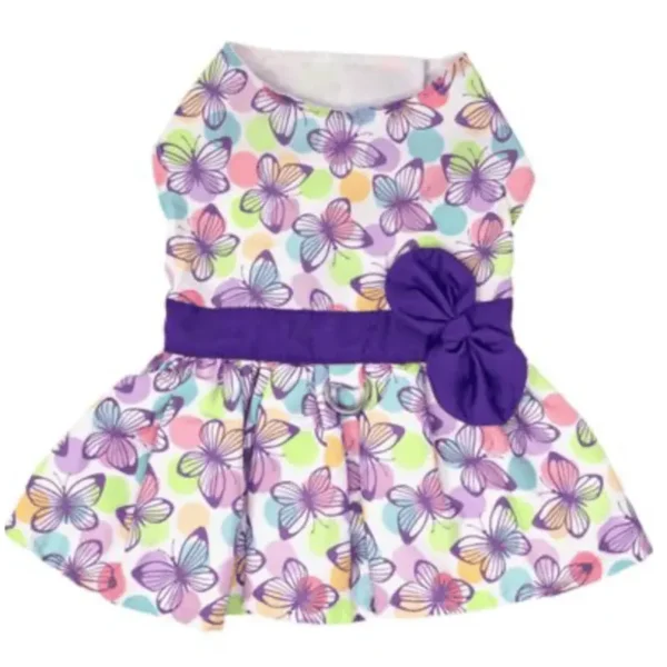 Purple Butterfly Dog Dress w/ Matching Leash