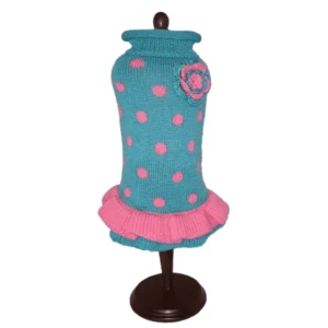 Turquoise/Pink Polka Dot Sweater Dress