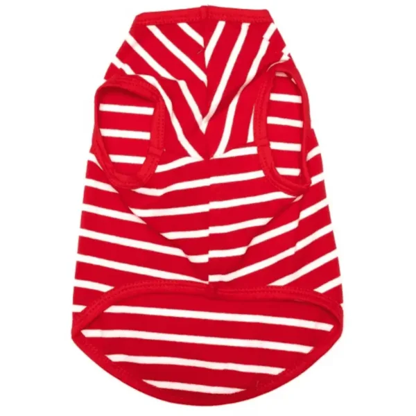 A red and white striped dog tank.