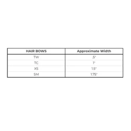 Hair bow size chart