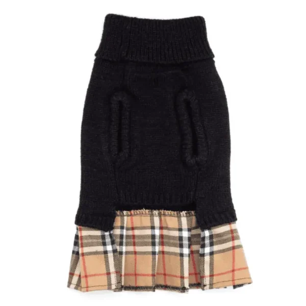 Tan plaid turtleneck sweater dress3