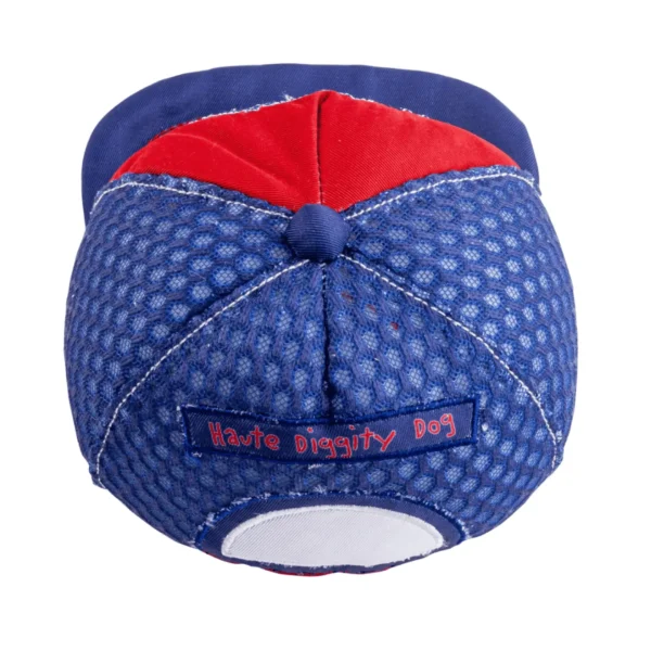 All American Dog Club Trucker Hat Dog Toy – back view of plush trucker hat squeaky toy