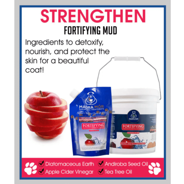Fortifying spa mud dog treatment for small and large sizes. Strengthen Fortifying Mud.