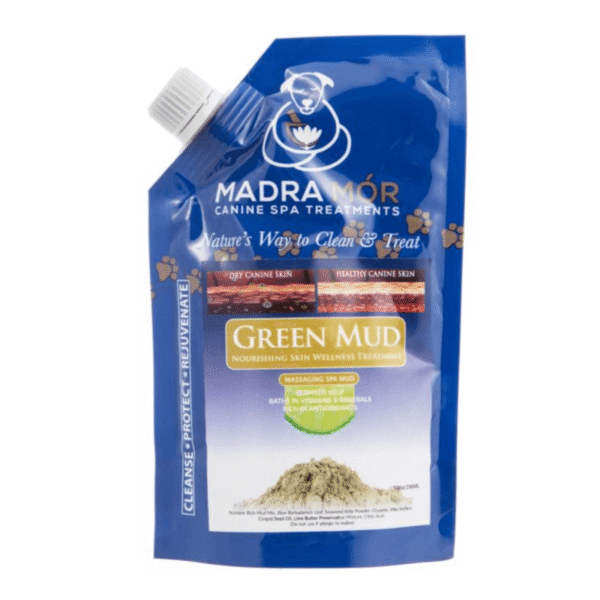 Green mud dog treatment power bath to strengthen and revitalize tired, aging, or weakened skin.