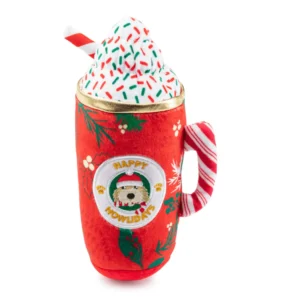 Howliday Cheer Mug Dog Toy – plush holiday mug squeaky toy for dogs