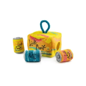 LickCroix Grrriety Pack Dog Toy – three plush LickCroix Mini bottles that squeak and crackle