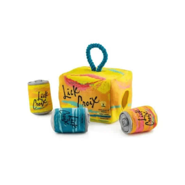 LickCroix Grrriety Pack Dog Toy – three plush LickCroix Mini bottles that squeak and crackle