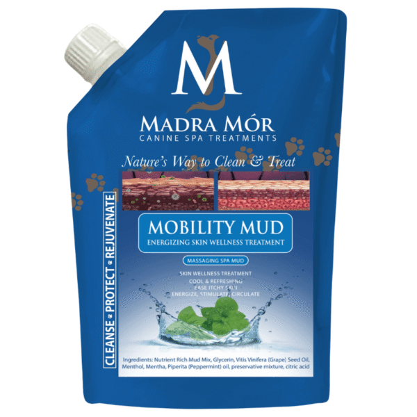 Mobility mud dog treatment to soothe sore muscles, ease joint pain, and refresh skin with cooling therapy.