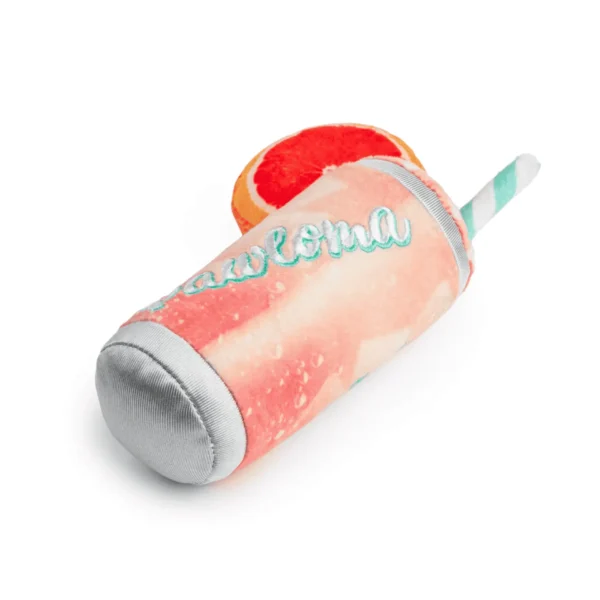 Pawloma Dog Toy – plush wine bottle toy lying flat with squeaker