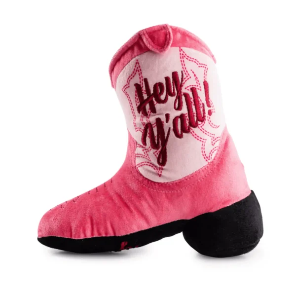 Pink Cowgirl Boot Dog Toy – plush cowgirl boot squeaky toy for dogs