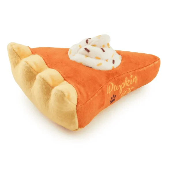 Pupkin Pie Slice Dog Toy – back view of plush pumpkin pie slice squeaky toy