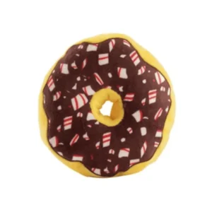 Puppermint Donut Dog Toy – plush peppermint donut squeaky toy for dogs