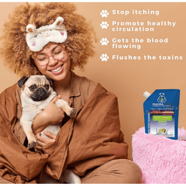 Spa Mud Dog Treatment. A lady holding her dog