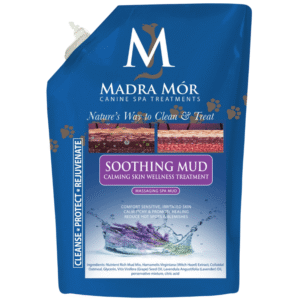 Calming spa mud dog treatment to soothe itchy, irritated skin and promote lasting comfort and relief.