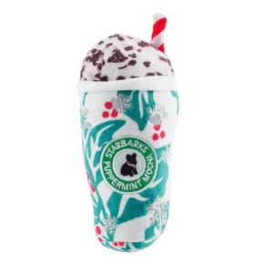 Starbarks Puppermint Mocha Holly Print Cup Dog Toy – Plush Holiday Coffee Cup
