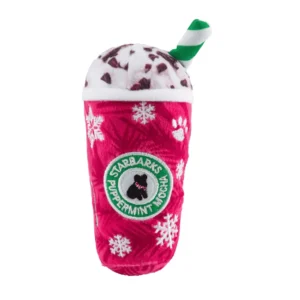 Starbarks Puppermint Mocha Dog Toy – plush holiday coffee cup squeaky toy for dogs