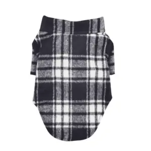 Black and white plaid flannel dog shirt