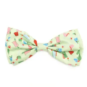 Festive Christmas dog bowtie in mint green and cocktail drinks design
