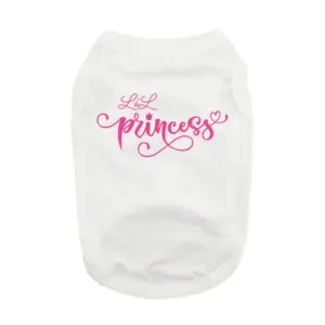 White dog tank that says "Lil princess" in hot pink
