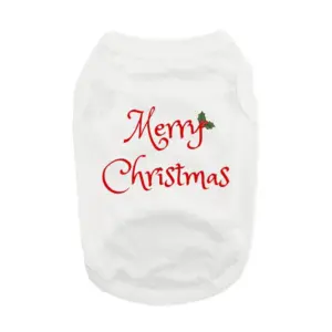 White dog tank that says Merry Christmas in red lettering