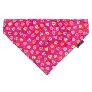 Hot pink dog bandana with candy hearts design